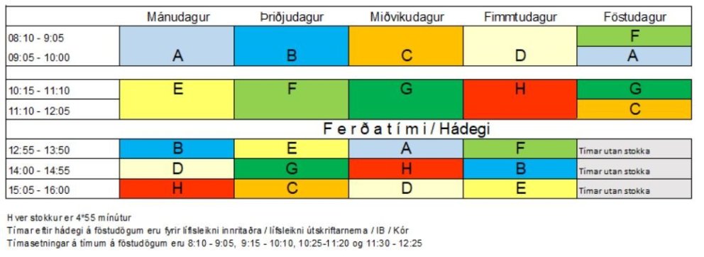 Gleðilega vorönn - stundatöflurnar eru tilbúnar