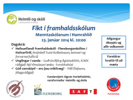 Fræðslufundur fyrir foreldra framhaldsskólanema 23. jan kl. 20:00