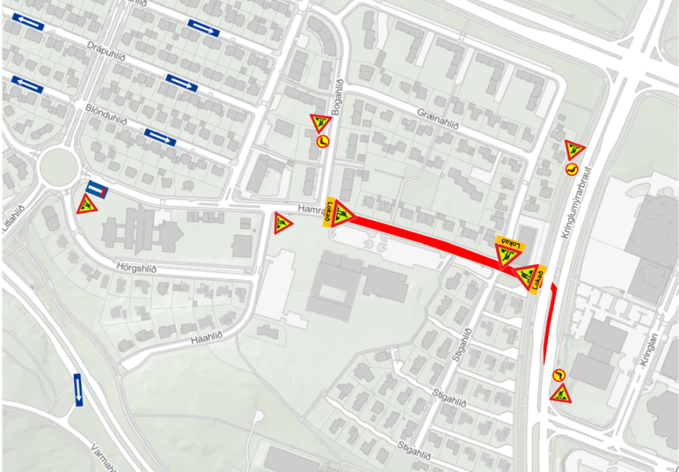 Lokun götunnar við Hamrahlíð