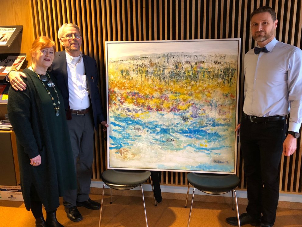 Kristín Salóme Jónsdóttir og Óli Hilmar Briem Jónsson ásamt Steini Jóhannssyni rektor