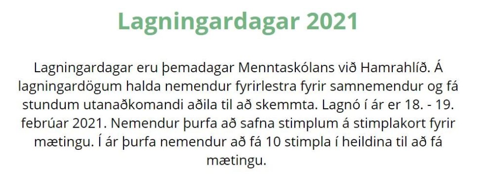 Lagningardagar núllstilltir