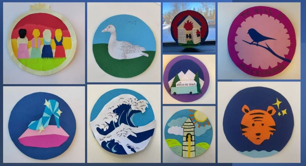 Sýnishorn af listaverkum nemenda á einum viðburðinum - My cut out art