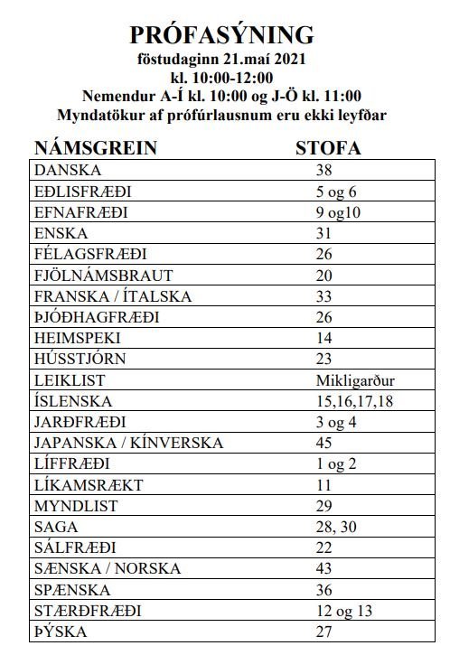 Staðfestingardagur og prófsýning