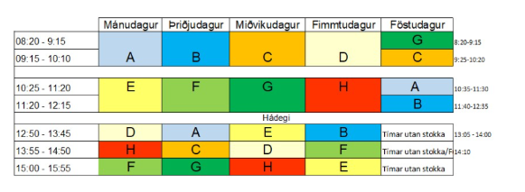 Stundatöflur og töflubreytingar