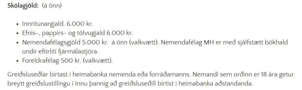 Skólagjöld vorannar 2023