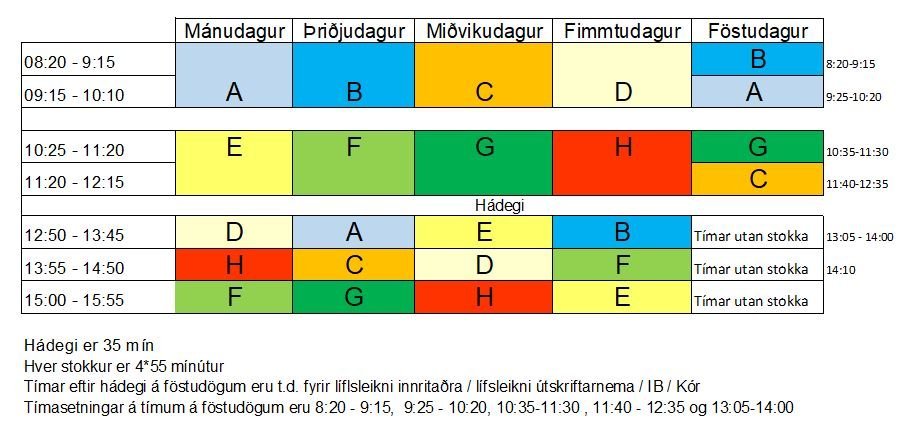 Opnað fyrir stundatöflur 2. janúar kl. 13:00
