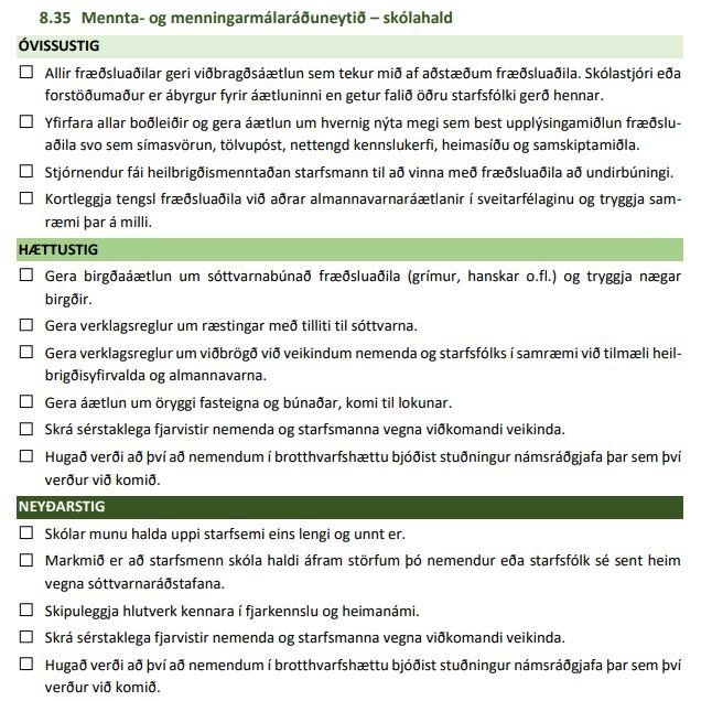Texti af bls 70 úr viðbragðsáætlun almannavarna .
https://www.landlaeknir.is/utgefid-efni/skjal/ite&hellip;