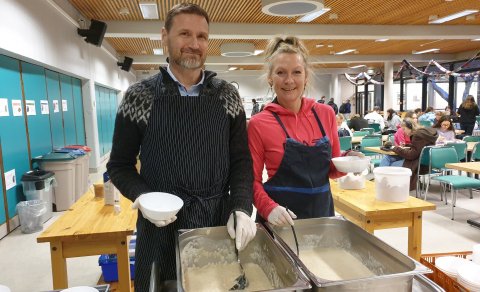 Steinn rektor og Jóhanna ítölskukennari og námstjóri erlendra tungumála stóðu vaktina í dag.