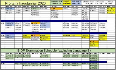 Próftafla haustannar 2023