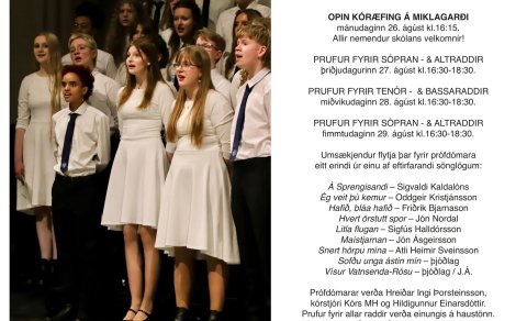 Opin æfing og raddprufur