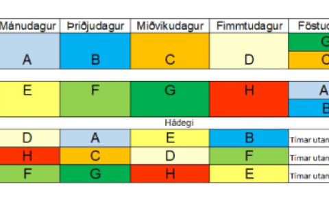 Stundatöflur og töflubreytingar